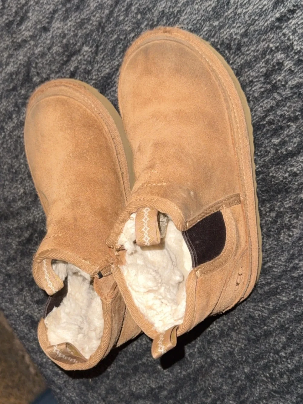 UGG Kids Chestnut Suede Slip-On Shearling Boots